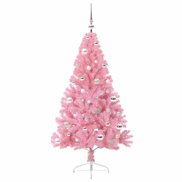 vidaXL Kunstig Forh&aring;ndsopplyst Juletre med 150 LED Rosa 150 cm PVC