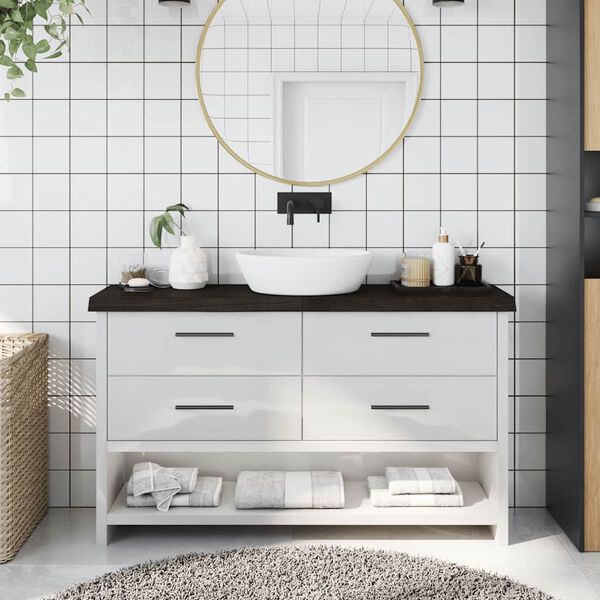 vidaXL Benkeplate til bad mørkebrun 120x30x(2-6) cm behandlet heltre