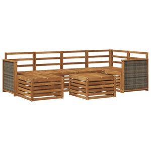 vidaXL Utend&oslash;rs sofa-sett 6 stk. Naturlig Solid akasietre