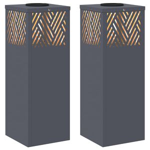 vidaXL Solenergi LED stibelys 2 pcs Antrasitt Kaldvalset st&aring;l