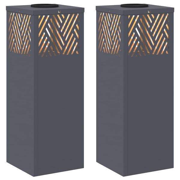 vidaXL Solenergi LED stibelys 2 pcs Antrasitt Kaldvalset st&aring;l