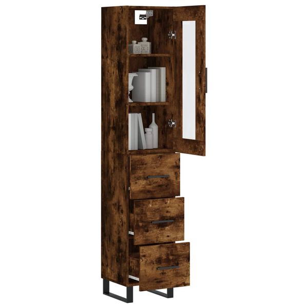 vidaXL Highboard r&oslash;kt eik 34,5x34x180 cm konstruert tre