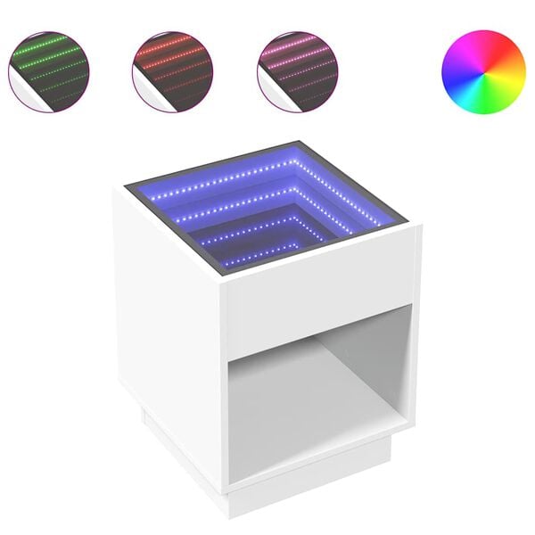 vidaXL Salongbord med Infinity LED hvit 40x40x50 cm