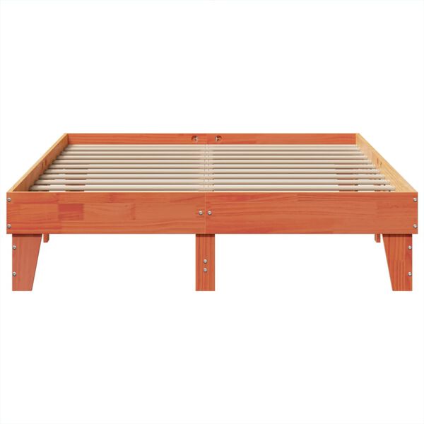 vidaXL Sengeramme uten madrass voksbrun 140x200 cm heltre furu