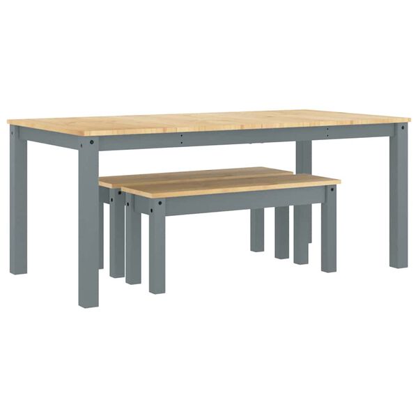 vidaXL Spisestue 3 deler Panama gr&aring; heltre furu