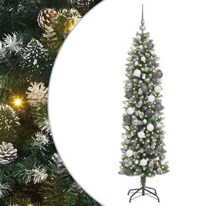 vidaXL Kunstig Slankt Jule Tre med 300 LED Gr&oslash;nn og hvit 180 cm
