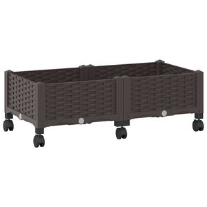vidaXL Hagekrukke med hjul Brun 80 x 40 x 29 cm PP