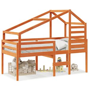 vidaXL H&oslash;yseng med tak voksbrun 80x200 cm heltre furu