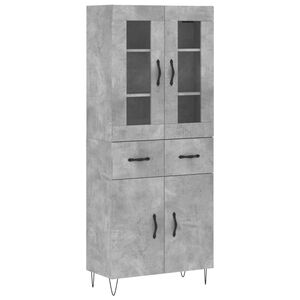vidaXL Highboard betonggr&aring; 69,5x34x180 cm konstruert tre