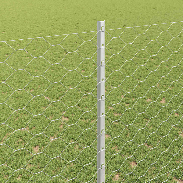 vidaXL Gjerde med stolpe s&oslash;lv 1,5 x 50 m St&aring;l