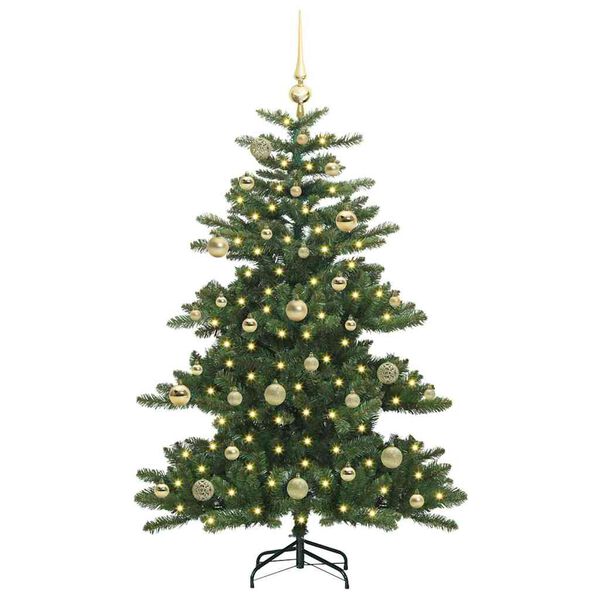 vidaXL Kunstig sammensatt juletre med 150 LED gr&oslash;nn 150 cm PVC og st&aring;l