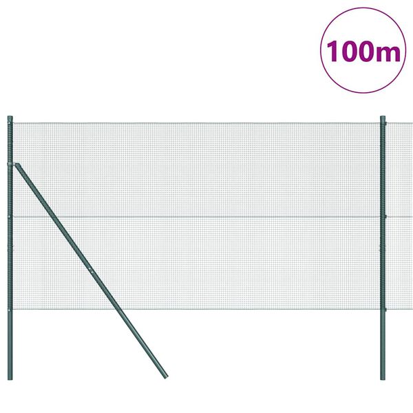 vidaXL Gjerdep&aring;le gr&oslash;nn 100 x 1 m (16 x 16 mm nett) St&aring;l og PVC