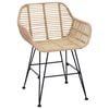 vidaXL Spisestuestol 2 pcs Naturlig 55 x 50 x 74 cm Rattan og Jern