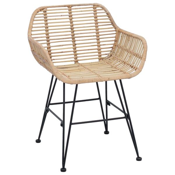 vidaXL Spisestuestol 2 pcs Naturlig 55 x 50 x 74 cm Rattan og Jern
