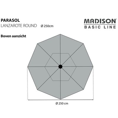 Madison Parasoll Lanzarote 250 cm rund gråbrun