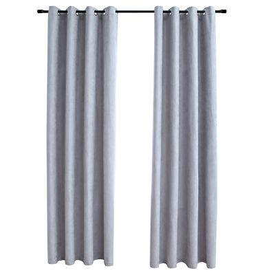 vidaXL Lystette gardiner med metallringer 2 stk grå 140x175 cm