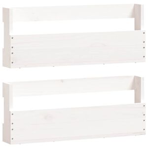 vidaXL Veggmonterte skohyller 2 stk hvit 59x9x23 cm heltre furu