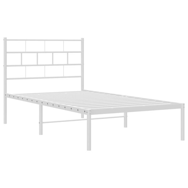 vidaXL Sengeramme i metall uten madrass med hodegavl hvit 75x190 cm