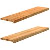 vidaXL Trappetrinn 2 stk lysebrun 110x30x2 cm heltre eik