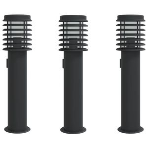 vidaXL Utend&oslash;rs gulvlamper med uttak 3 stk svart 60 cm rustfritt st&aring;l