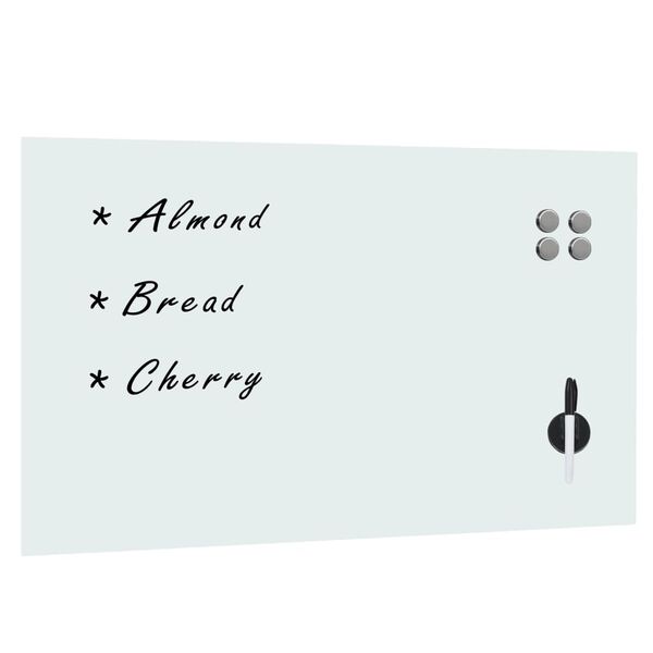 vidaXL Veggmontert magnetisk tavle glass hvit 100x60 cm