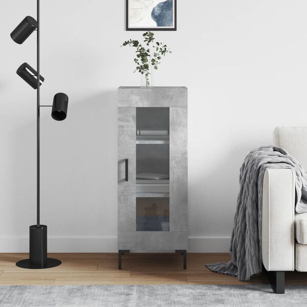 vidaXL Skjenk betonggr&aring; 34,5x34x90 cm konstruert tre