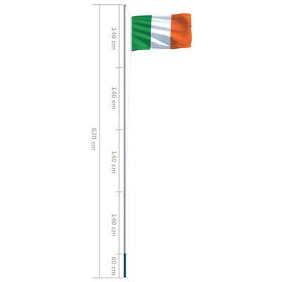 vidaXL Irsk flagg og stang aluminium 6,2 m