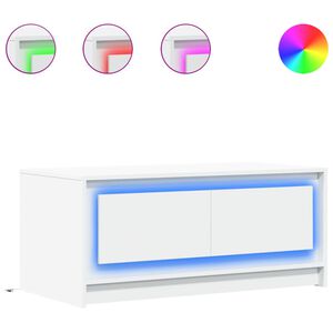 vidaXL Salongbord med LED-lys hvit konstruert tre