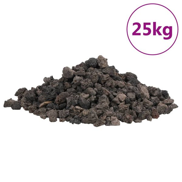 vidaXL Lavasteiner 25 kg svart 1-2 cm