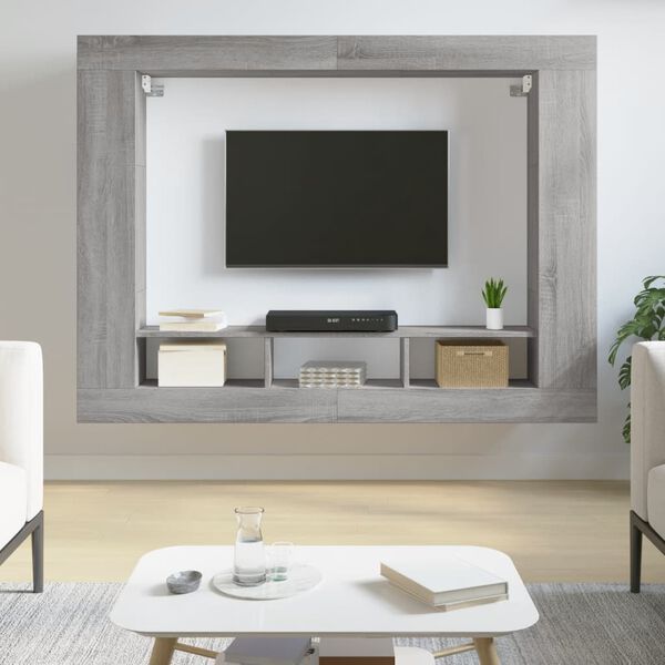 vidaXL TV-benk gr&aring; sonoma 152x22x113 cm konstruert tre