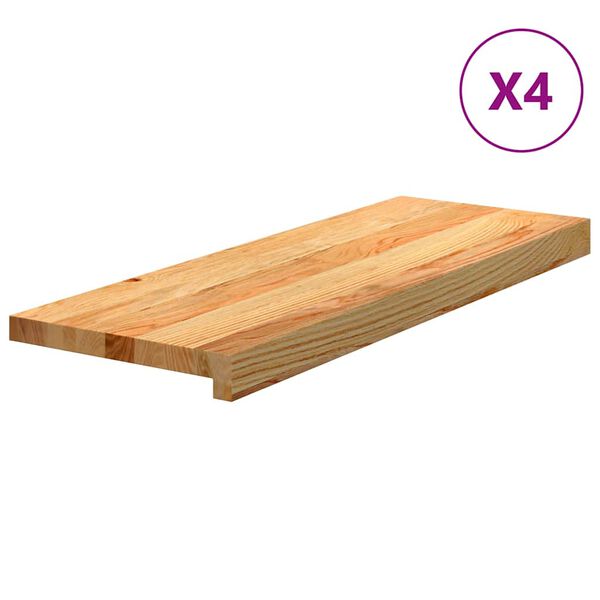 vidaXL Trappetrinn 4 stk lysebrun 70x30x2 cm heltre eik