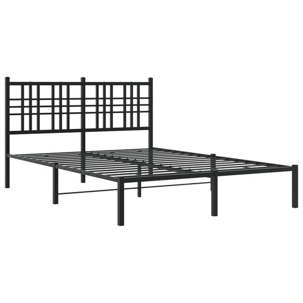 vidaXL Sengeramme i metall med hodegavl svart 135x190 cm
