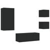 vidaXL Vegghengte TV-enheter med LED 5 deler svart konstruert tre