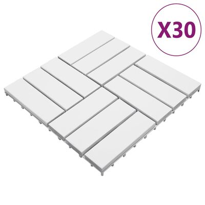 vidaXL Terrassefliser 30 stk hvit 30x30 cm heltre akasie