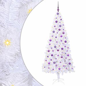 vidaXL Kunstig juletre med 300 LED med stativ Hvit 210 cm PVC og st&aring;l