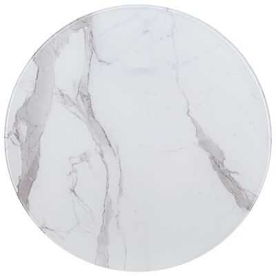 vidaXL Bordplate hvit Ø80 cm glass med marmortekstur