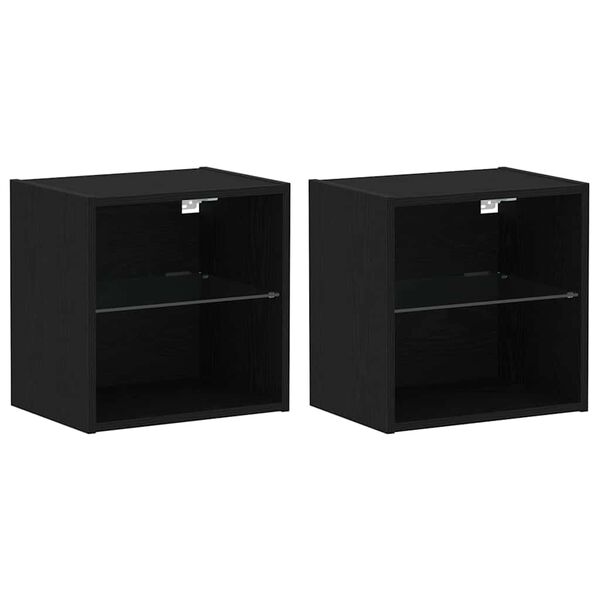 vidaXL Flytende hylle med LED-lys 2 pcs Svart 40 x 28,5 x 40 cm