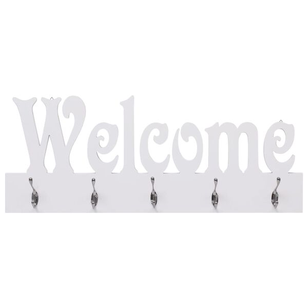 vidaXL Veggmontert garderobepanel WELCOME hvit 74x29,5 cm