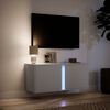 vidaXL Vegghengt TV-benk med LED hvit 80x31x35 cm