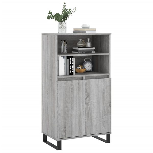 vidaXL Highboard gr&aring; sonoma 60x36x110 cm konstruert tre