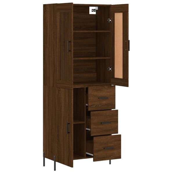 vidaXL Highboard brun eik 69,5x34x180 cm konstruert tre