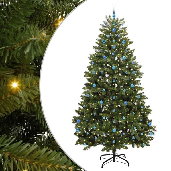 vidaXL Kunstig juletre med 300 LED gr&oslash;nn 270 cm PVC og metall