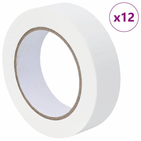 vidaXL Maler Maskeringstape 12 pcs Hvit 30mm x 50m Papir