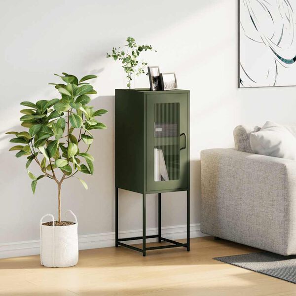 vidaXL Skjenk Olivengrønn 36x39x107 cm Kaldvalset Stål