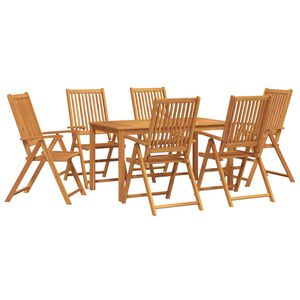 vidaXL Hage Spisegruppe Sammenleggbar 7 pcs Brun Solid akasietre