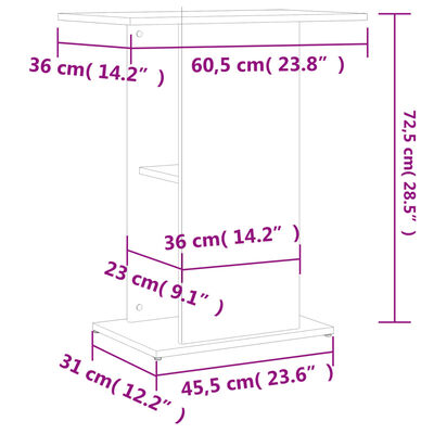 vidaXL Akvariumstativ betonggrå 60,5x36x72,5 cm konstruert tre