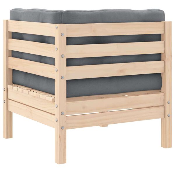 vidaXL Hagesofa 2-seters med grå puter heltre furu