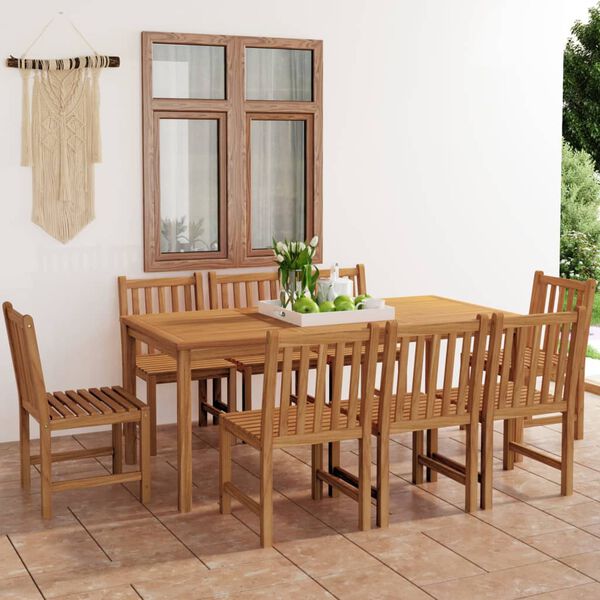 vidaXL 9-delers hagespisesett 180x90 cm heltre teak