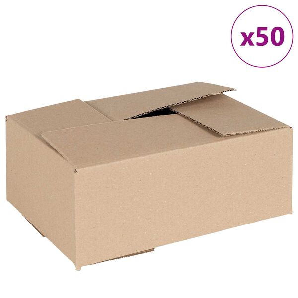 vidaXL Sammenleggbar boks 50 pcs Naturlig 25 x 17,5 x 10 cm Papp