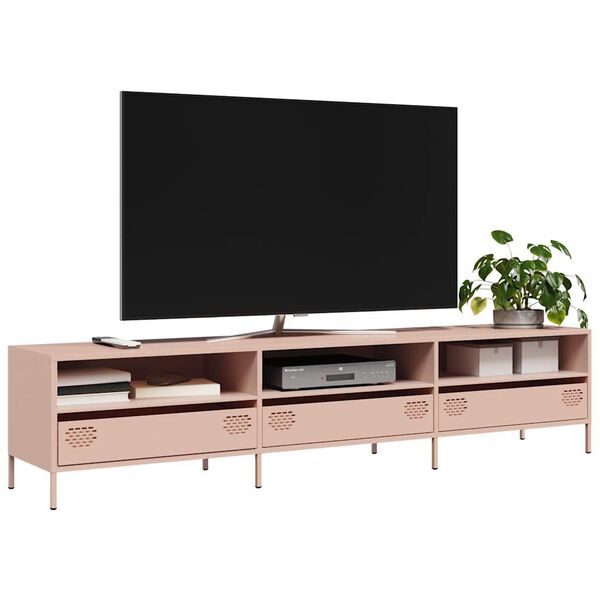 vidaXL TV-benk rosa 202x39x43,5 cm kaldvalset st&aring;l
